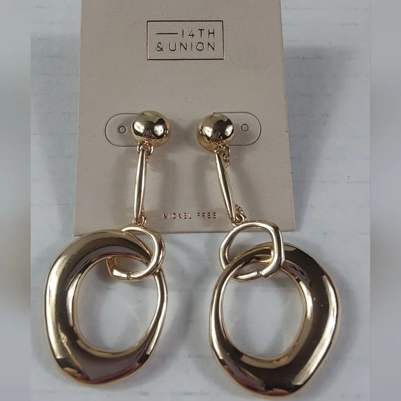 14th & Union Rose Gold Circle Dangle Earrings - Picture 2 of 4